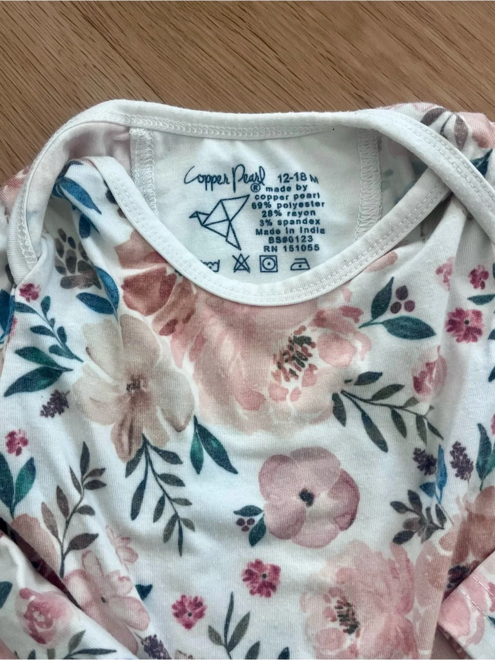 Lot of THREE Copper Pearl Long-Sleeve Baby One-Pieces, size 12-18 months
